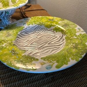 Vintage ‘Tropical Palm’ Hand Made Designer Laurie Gates Platter